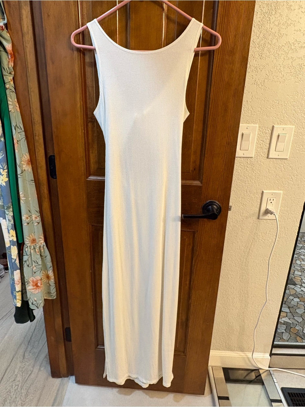 l*space Cream Ribbed Tank Maxi Dress